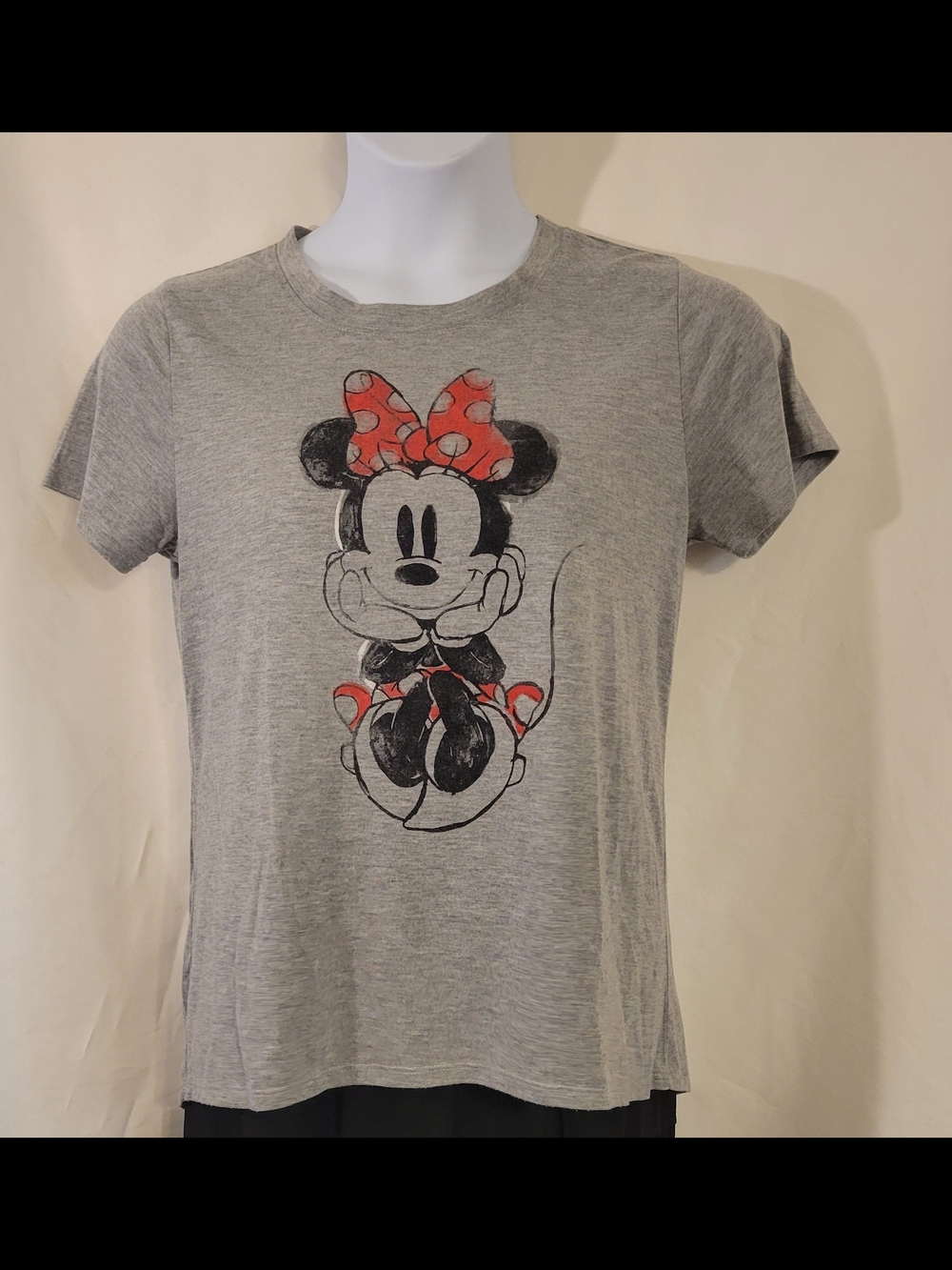 Disney Minnie Mouse Gray Graphic Tee Shirt Women's XL